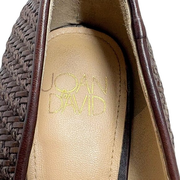 Joan and David Brown Woven Leather Platform Almond Toe Pumps - Picture 3 of 11